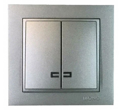 Выключатель двухклавишный с подсветкой Mono Electric Despina 10A 250В антрацит 102-242425-103