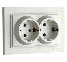 Розетка с заземлением двойная Mono Electric Despina 16А 250В жемчуг 102-252504-120