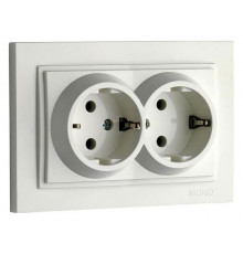 Розетка с заземлением двойная Mono Electric Despina 16А 250В жемчуг 102-252504-120