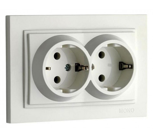 Розетка с заземлением двойная Mono Electric Despina 16А 250В жемчуг 102-252504-120