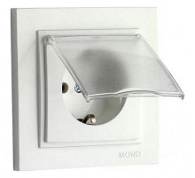 Розетка с заземлением с крышкой Mono Electric Despina 16А 250В жемчуг 102-252521-118
