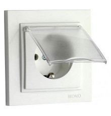 Розетка с заземлением с крышкой Mono Electric Despina 16А 250В жемчуг 102-252521-118