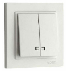 Выключатель двухклавишный с подсветкой Mono Electric Despina 10А 250В жемчуг 102-252525-103