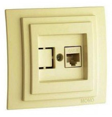 Розетка компьютерная RJ45 Mono Electric Larissa 6 кат крем 103-171705-125