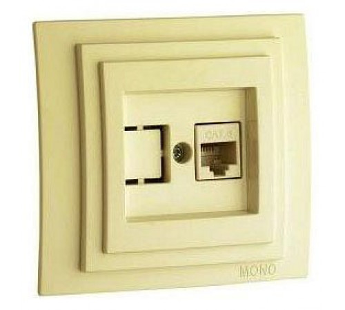 Розетка компьютерная RJ45 Mono Electric Larissa 6 кат крем 103-171705-125