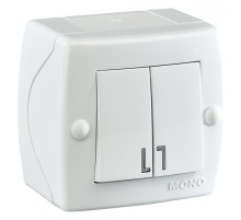 Выключатель двухклавишный Mono Electric Octans IP20 10А 250В белый 104-010101-102