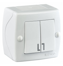 Выключатель двухклавишный Mono Electric Octans IP20 10А 250В белый 104-010101-102