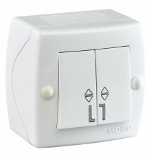 Выключатель двухклавишный проходной Mono Electric Octans IP20 10А 250В белый 104-010101-111