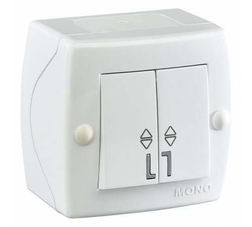 Выключатель двухклавишный проходной Mono Electric Octans IP20 10А 250В белый 104-010101-111