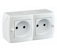 Розетка на 2 поста без заземления Mono Electric Octans IP20 16А 250В белый 104-010106-121