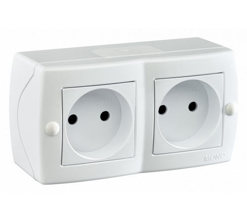 Розетка на 2 поста без заземления Mono Electric Octans IP20 16А 250В белый 104-010106-121