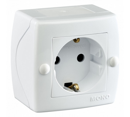 Розетка на 1 пост с заземлением Mono Electric Octans IP20 16А 250В белый 104-010107-117