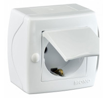 Розетка с заземлением и крышкой Mono Electric Octans IP20 16А 250В белый 104-010107-118