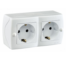 Розетка на 2 поста с заземлением Mono Electric Octans IP20 16А 250В белый 104-010107-120