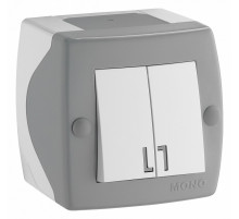 Выключатель двухклавишный Mono Electric Octans IP20 10А 250В бело-серый 104-020001-102