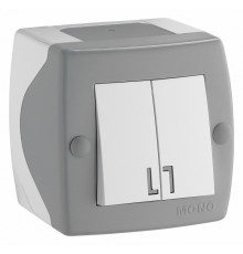 Выключатель двухклавишный Mono Electric Octans IP20 10А 250В бело-серый 104-020001-102