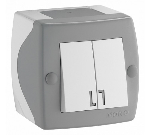 Выключатель двухклавишный Mono Electric Octans IP20 10А 250В бело-серый 104-020001-102 Выключатель двухклавишный Mono Electric Octans IP20 10А 250В бело-серый 104-020001-102