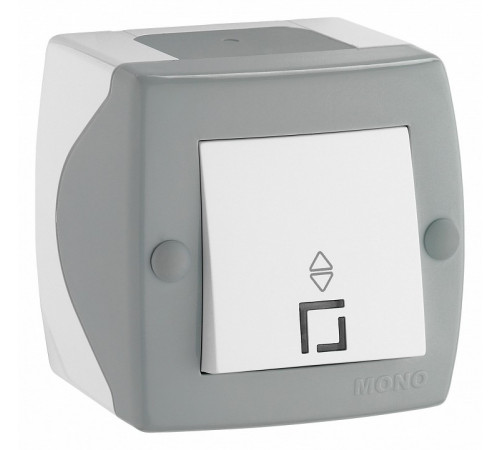 Выключатель одноклавишный проходной Mono Electric Octans IP20 10А 250В бело-серый 104-020001-109