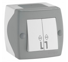 Выключатель двухклавишный проходной Mono Electric Octans IP20 10А 250В бело-серый 104-020001-111