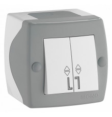 Выключатель двухклавишный проходной Mono Electric Octans IP20 10А 250В бело-серый 104-020001-111