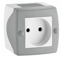 Розетка на 1 пост без заземления Mono Electric Octans IP20 16А 250В бело-серый 104-020006-116