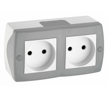 Розетка на 2 поста без заземления Mono Electric Octans IP20 16А 250В бело-серый 104-020006-121