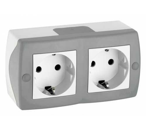 Розетка на 2 пост с заземлением Mono Electric Octans IP20 16А 250В бело-серый 104-020007-120 Розетка на 2 пост с заземлением Mono Electric Octans IP20 16А 250В бело-серый 104-020007-120