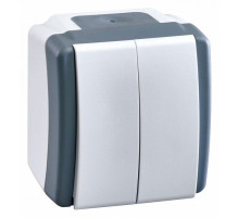Выключатель двухклавишный Mono Electric Octans IP54 10А 250В бело-серый 154-020001-102