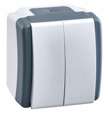 Выключатель двухклавишный Mono Electric Octans IP54 10А 250В бело-серый 154-020001-102