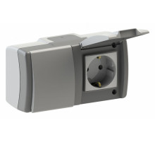 Выключатель одноклавишный + розетка с заземлением Mono Electric Octans IP54 10А 250В бело-серый 154-020001-180