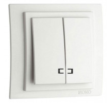 Выключатель двухклавишный с подсветкой Mono Electric Despina-Larissa 10А 250В слоновая кость 500-000125-103