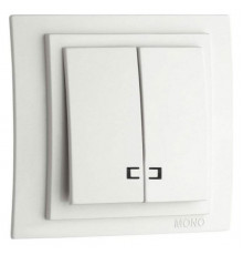 Выключатель двухклавишный с подсветкой Mono Electric Despina-Larissa 10А 250В слоновая кость 500-000125-103