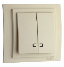 Выключатель двухклавишный с подсветкой Mono Electric Despina-Larissa 10А 250В крем 500-001725-103