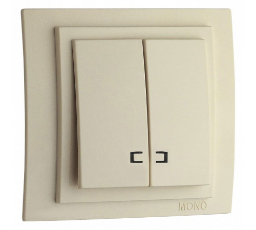 Выключатель двухклавишный с подсветкой Mono Electric Despina-Larissa 10А 250В крем 500-001725-103 Выключатель двухклавишный с подсветкой Mono Electric Despina-Larissa 10А 250В крем 500-001725-103