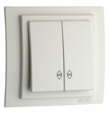 Выключатель двухклавишный проходной Mono Electric Despina-Larissa 10А 250В белый 500-001923-111