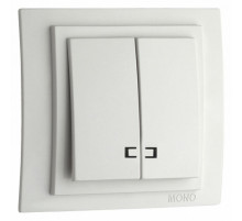 Выключатель двухклавишный с подсветкой Mono Electric Despina-Larissa 10А 250В белый 500-001925-103