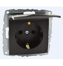 Розетка с заземлением с крышкой Mono Electric Despina-Larissa 16А 250В графит 500-002021-118