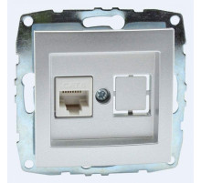 Розетка компьютерная Rj45 Cat6 Mono Electric Despina-Larissa серебро 500-002105-125