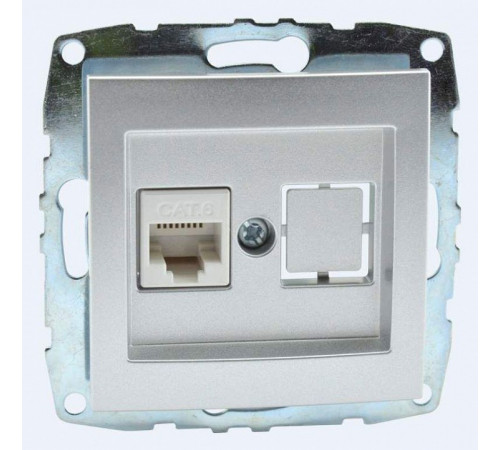 Розетка компьютерная Rj45 Cat6 Mono Electric Despina-Larissa серебро 500-002105-125 Розетка компьютерная Rj45 Cat6 Mono Electric Despina-Larissa серебро 500-002105-125