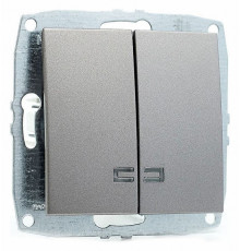 Выключатель двухклавишный с подсветкой Mono Electric Despina-Larissa 10А 250В антрацит 500-002425-103