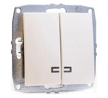 Выключатель двухклавишный с подсветкой Mono Electric Despina-Larissa 10А 250В жемчуг 500-002525-103