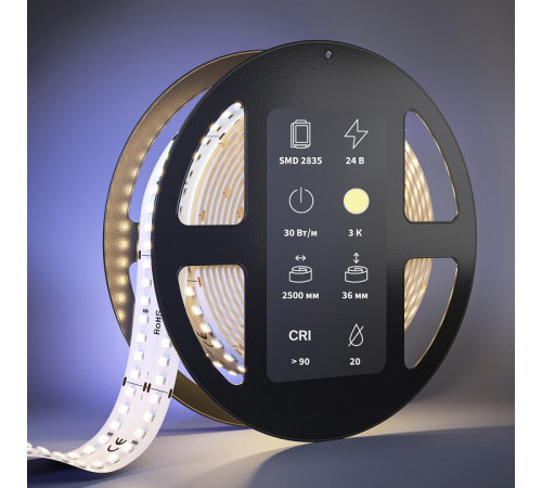 Светодиодная лента Maytoni Led Strip 24В 2835 30Вт/м 3000К 2,5м IP20 201117 Светодиодная лента Maytoni Led Strip 24В 2835 30Вт/м 3000К 2,5м IP20 201117