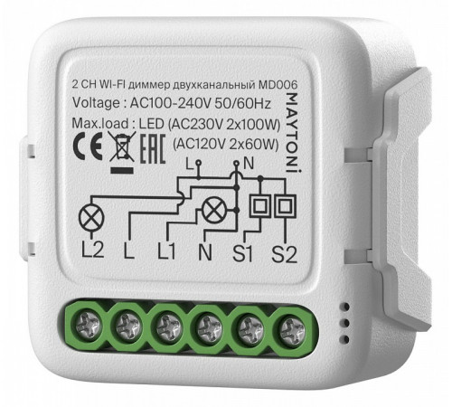 Wi-Fi диммер двухканальный Maytoni MD006 Wi-Fi диммер двухканальный Maytoni MD006