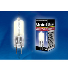Лампа галогенная (02585) Uniel G4 35W прозрачная JC-220/35/G4 CL