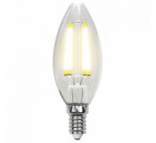 Лампа светодиодная филаментная (UL-00000199) Uniel E14 6W 3000K прозрачная LED-C35-6W/WW/E14/CL PLS02WH