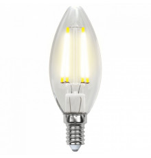 Лампа светодиодная филаментная (UL-00000199) Uniel E14 6W 3000K прозрачная LED-C35-6W/WW/E14/CL PLS02WH