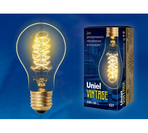 Лампа накаливания (UL-00000475) Uniel E27 40W золотистая IL-V-A60-40/GOLDEN/E27 CW01