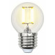 Лампа светодиодная филаментная (UL-00001370) Uniel E27 6W 4000K прозрачная LED-G45-6W/NW/E27/CL PLS02WH
