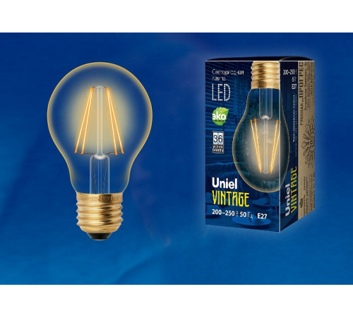 Лампа светодиодная филаментная (UL-00002355) Uniel E27 6W 2250K прозрачная LED-A60-6W/GOLDEN/E27 GLV21GO Лампа светодиодная филаментная (UL-00002355) Uniel E27 6W 2250K прозрачная LED-A60-6W/GOLDEN/E27 GLV21GO