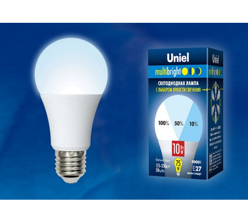 Лампа светодиодная (UL-00002372) Uniel E27 10W 4000K матовая LED-A60-10W/NW/E27/FR/MB PLM11WH Лампа светодиодная (UL-00002372) Uniel E27 10W 4000K матовая LED-A60-10W/NW/E27/FR/MB PLM11WH